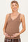 Mocha Ribbed Split Neck Maternity Tank Top