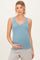 Light Teal Ribbed Split Neck Maternity Tank Top