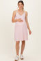 Cream/ Pink Striped Sleeveless Halter Maternity Mini Dress