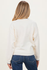 Ivory Stitch Detail V-Neck Oversized Maternity Sweater