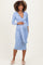 Blue Ribbed Long Sleeve Maternity Wrap Dress