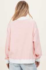 Peach Striped Mock Neck Sweatshirt