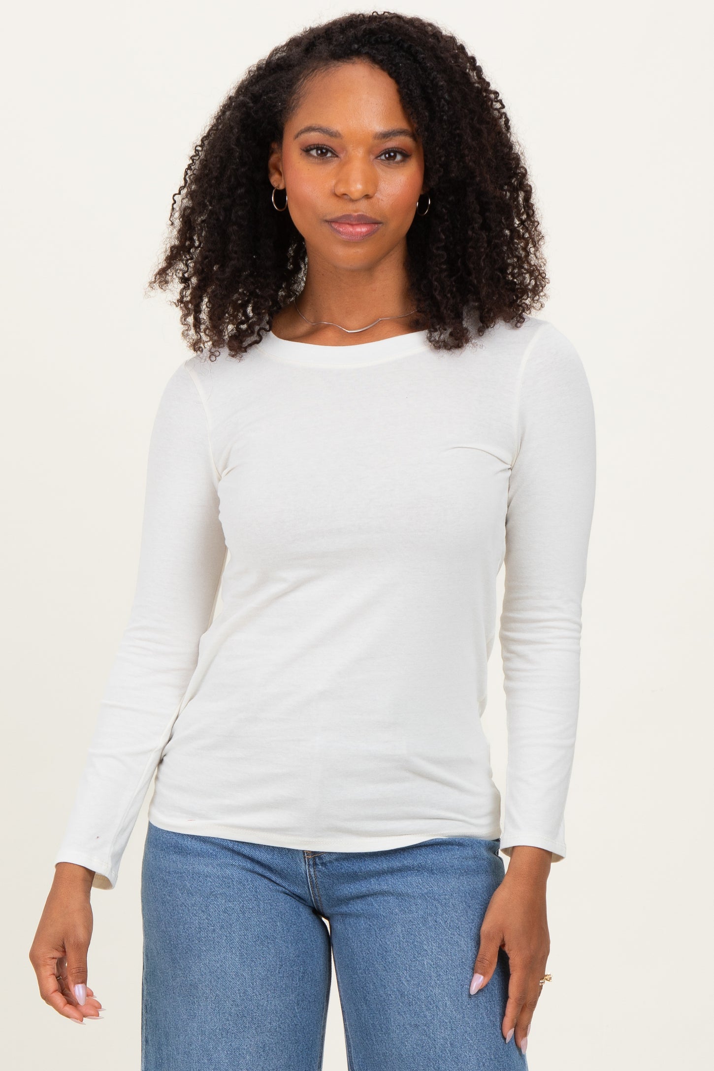 Cream Long Sleeve Maternity Top
