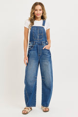 Blue Barrel Leg Maternity Denim Overalls