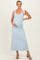 Light Blue Knit Contrast Shoulder Tie Maternity Dress