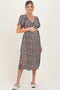 Black Floral Twist Front Cut Out Maternity Midi Dress