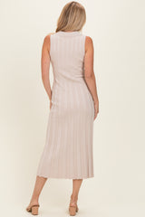 Sand Knit Collared Sleeveless Maxi Dress