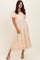 Yellow Gingham Pleated Square Neck Midi Dress