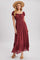Burgundy Smocked Waist Off Shoulder Maxi Dress