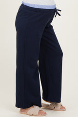 Navy Contrast Waistband Maternity Lounge Pants