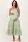 Sage Embroidered Ruffle Tiered Maternity Maxi Dress