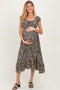 Black Floral Twisted Back Cutout Maternity Midi Dress