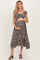 Black Floral Twisted Back Cutout Maternity Midi Dress