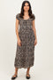 Black Floral Twisted Back Cutout Midi Dress