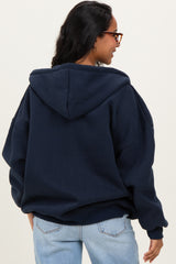 Navy Oversized Maternity Zip Up Hoodie