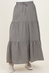 Black Gingham Tiered Maternity Maxi Skirt