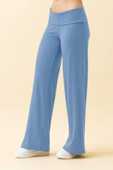 Light Blue Wide Leg Fold Over Maternity Lounge Pants