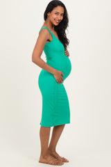 Green Square Neck Maternity Tank Dress