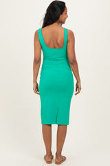 Green Square Neck Maternity Tank Dress