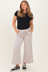 Beige Ankle Wide Leg Maternity Lounge Pants