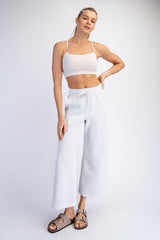 Light Heather Grey Ankle Wide Leg Lounge Pants