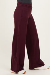 Wine Crossover Waist Active Wide Leg Pant