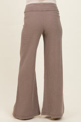maternity wear light brown ribbed wide-leg pants viewed from the back