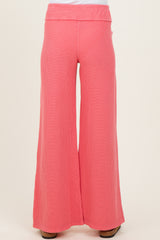 Pink Mineral Wash Waffle Knit Wide Leg Maternity Pants