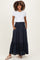 Navy Smocked Waist Button Detail Maternity Maxi Skirt