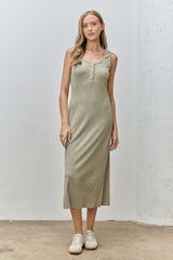 Sage Ribbed Knit Midi Tank Dress