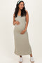 Sage Ribbed Knit Maternity Midi Tank Dress