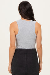 Heather Grey Ribbed Scoop Neck Tank Top