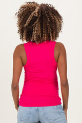 Hot Pink Ribbed Scoop Neck Maternity Tank Top