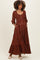 Mahogany Floral Smocked Button Accent Maternity Maxi Dress