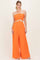 Orange Smocked Drawstring Halter Side Cutout Jumpsuit