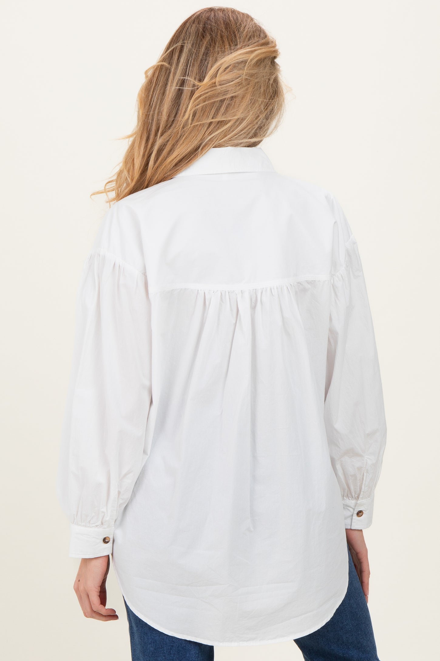 Ivory Button Down Lightweight Casual Maternity Shirt