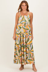 Multicolor Printed Open Back Maternity Maxi Dress