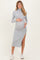 Light Grey Ribbed Knit Turtleneck Side Slit Maternity Dress