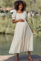Light Yellow Smocked Button Down Maternity Maxi Dress