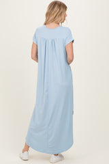 Jade Blue Side Slit Maxi Dress