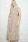 Beige Floral Smocked Sleeveless Tiered Maxi Dress