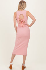 Peony Knit Open Tie Back Sleeveless Midi Dress