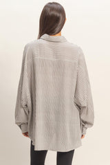 Black Oversized Striped Button-Up Shirt
