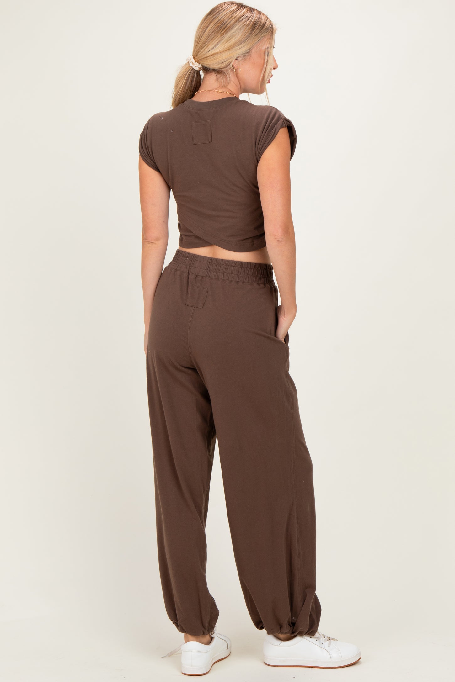 Mocha Cropped Tank Pant Set