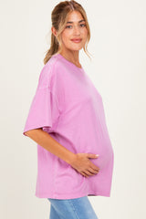 Fuchsia Oversized Mineral Wash Maternity T-Shirt
