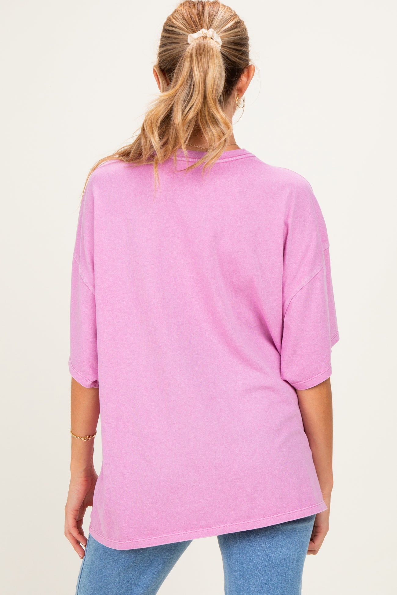 Fuchsia Oversized Mineral Wash Maternity T-Shirt