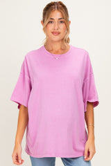 Fuchsia Oversized Mineral Wash Maternity T-Shirt