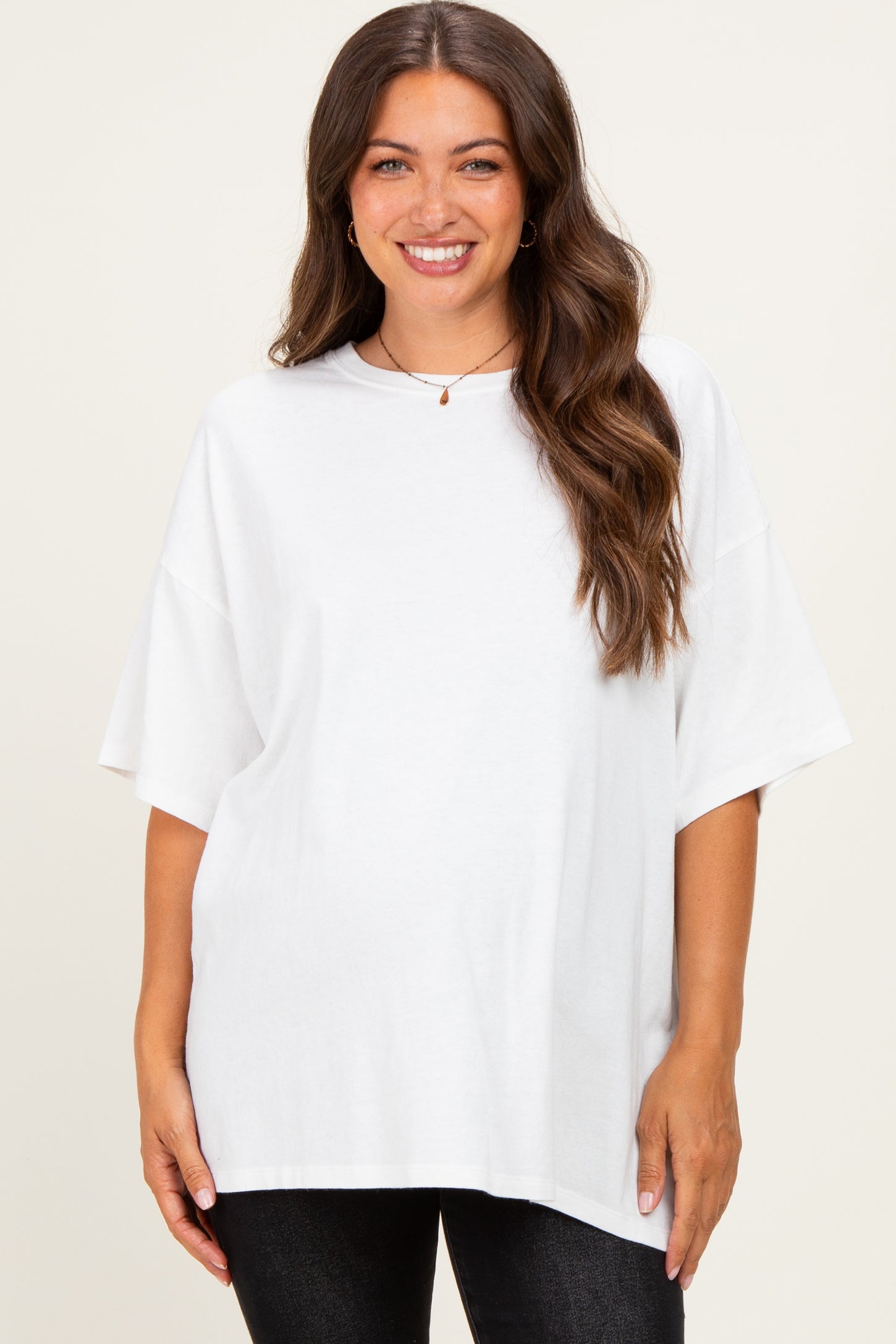 Ivory Oversized Mineral Wash Maternity T-Shirt
