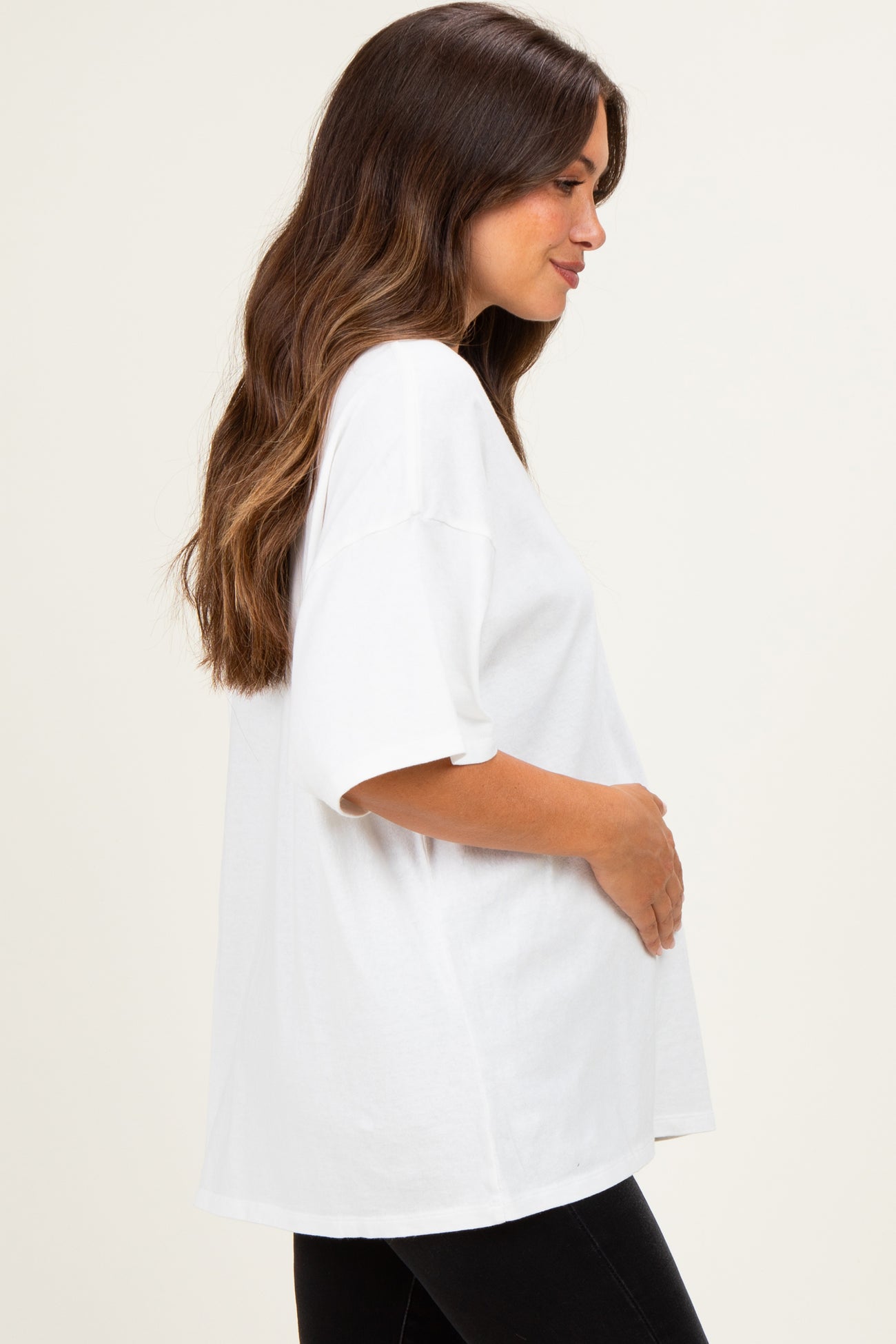 Ivory Oversized Mineral Wash Maternity T-Shirt