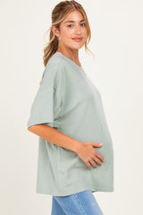 Sage Oversized Mineral Wash Maternity T-Shirt